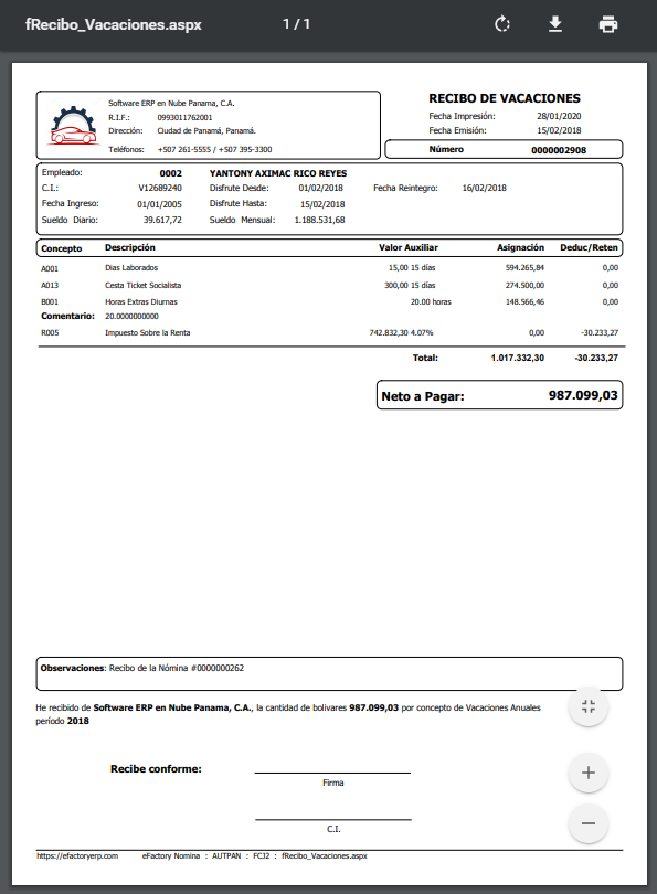 Cómo Crear un Recibo de Pago de Liquidación a Trabajadores manualmente, en  eFactory Software de Nómina en la Nube o Cloud?