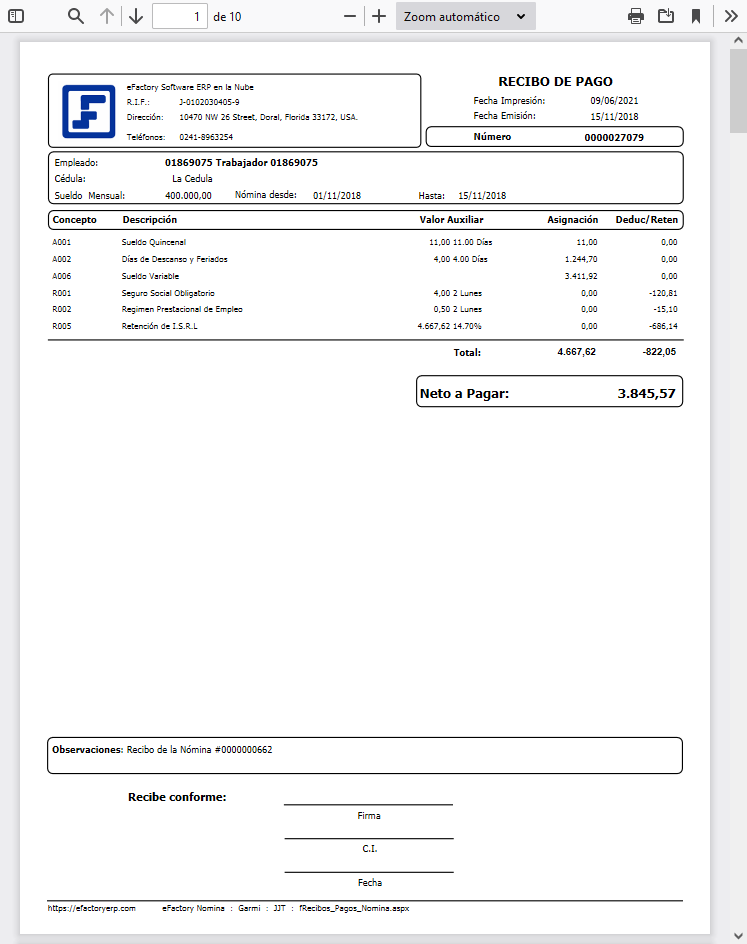 Formatos de Recibos de Pago