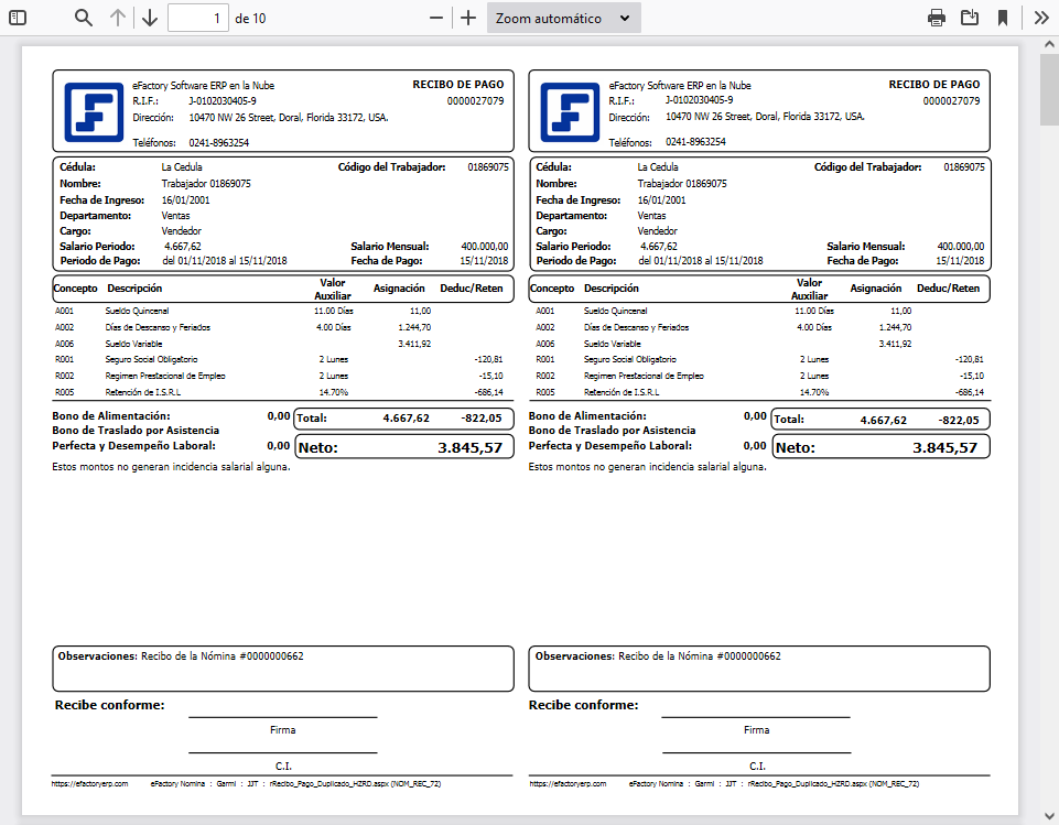 Formatos de Recibos de Pago con Duplicado (HZRD)