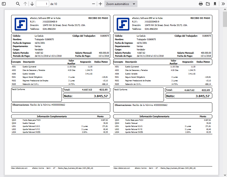 Formatos de Recibos de Pago con Duplicado (SID)