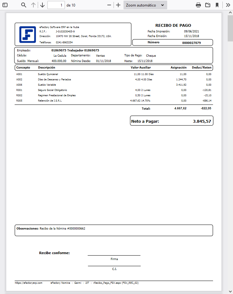 Formatos de Recibos de Pago en Lote FSV