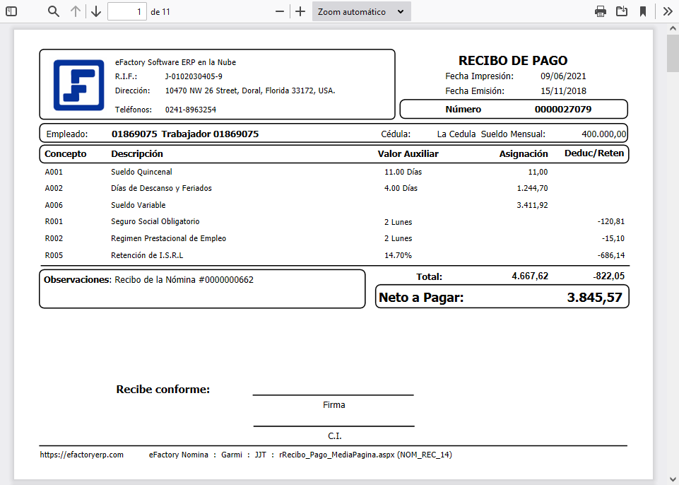 Formatos de Recibos de Pago en Lote (Media Página)