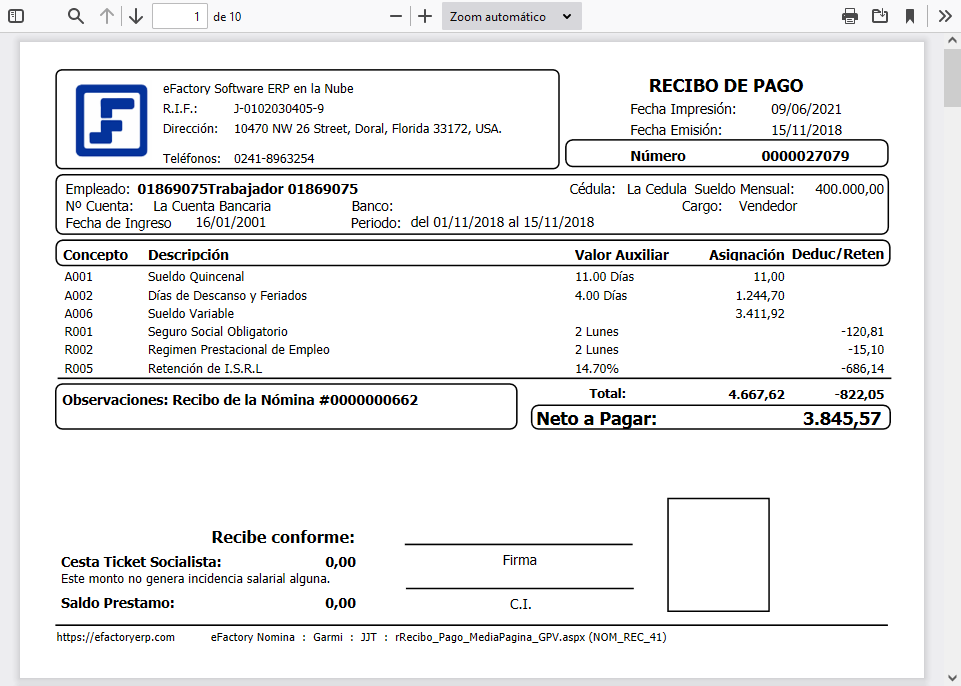 Formatos de Recibos de Pago en Lote GPV (Media Página)