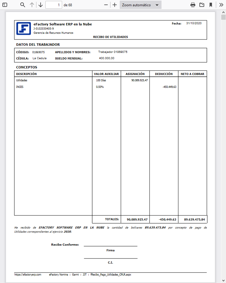 Listado de Recibos de Urilidades (CPLR)