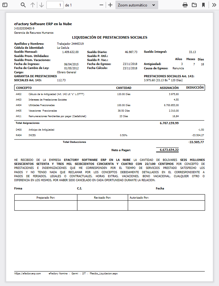 Listado de Recibos de Liquidaciones (CPLR)