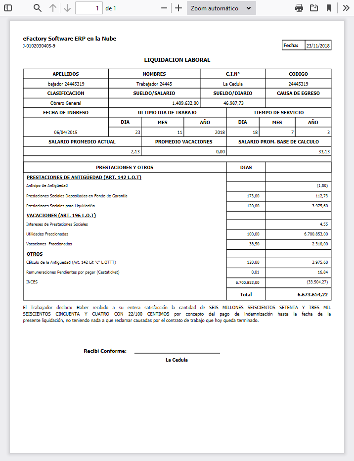 Listado de Recibos de Liquidaciones (Multicentro)