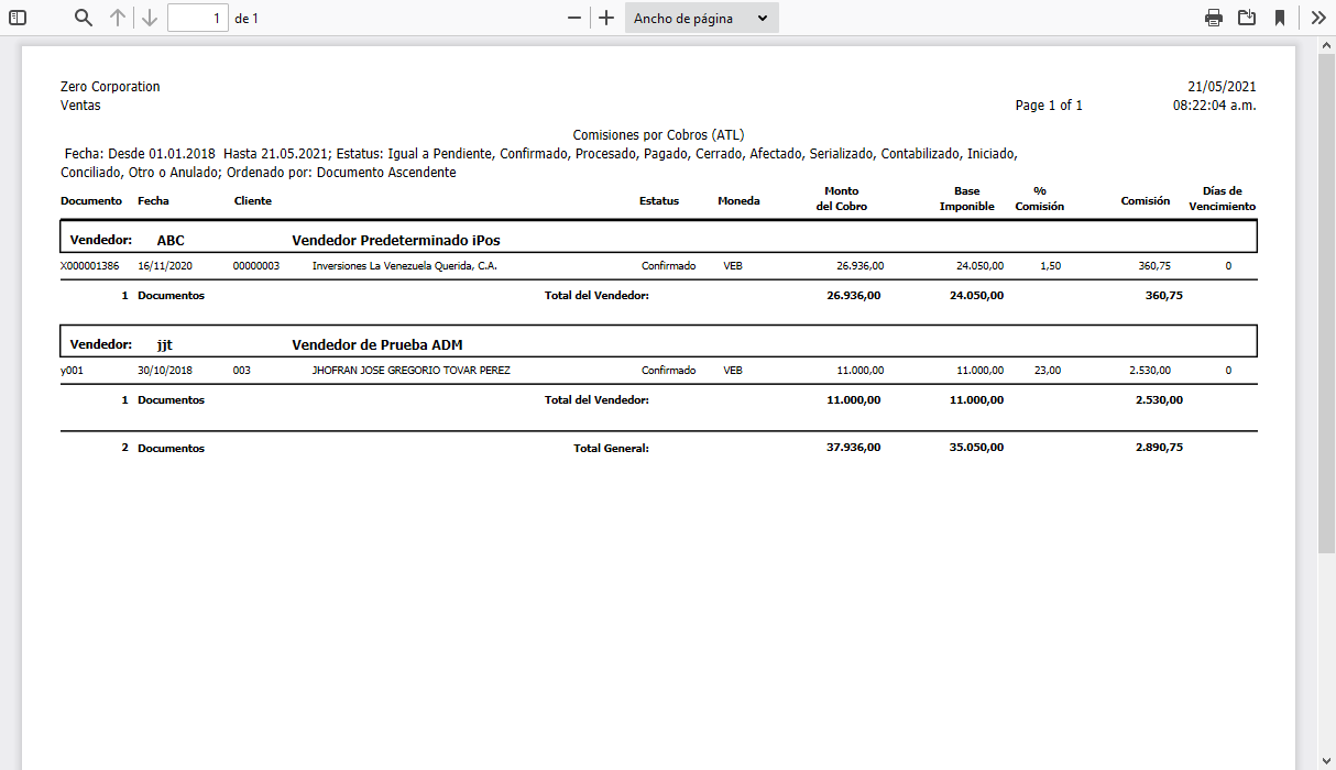 Reporte Comisiones por Cobros (ATL)