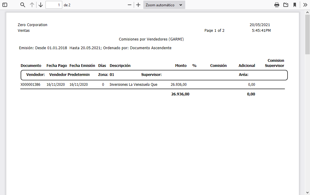 Reporte Comisiones por Vendedores (GARMI)