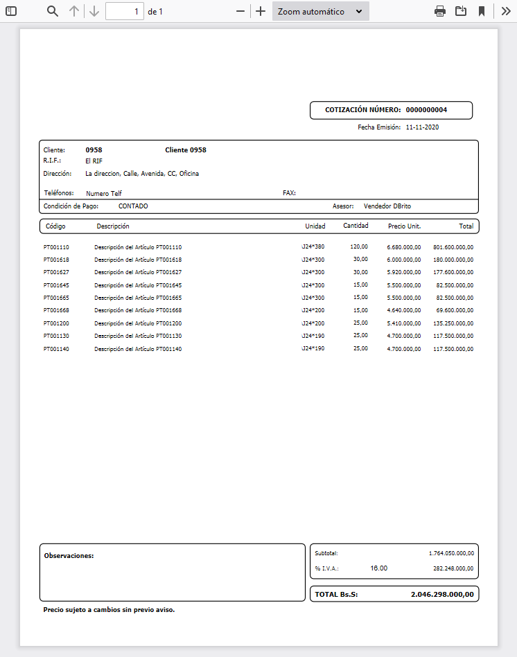 Formato de Cotizaciones de Membrete (FRML)