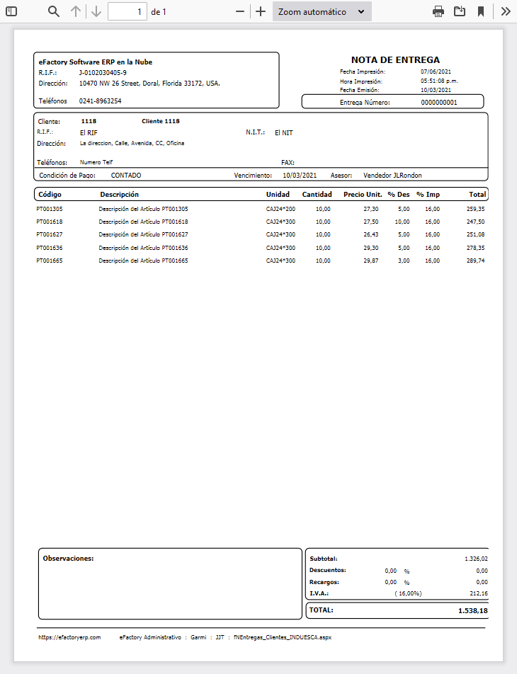 Formato de Nota de Entrega a Clientes (INDUESCA)