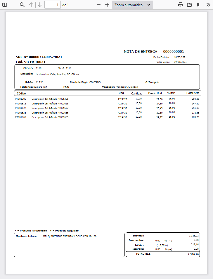 Formato de Nota de Entrega (FRML)