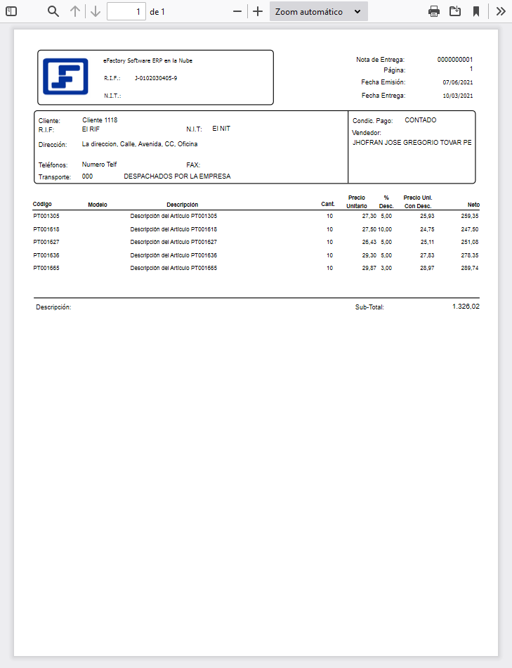 Formato de Nota de Entrega (MAXIP)