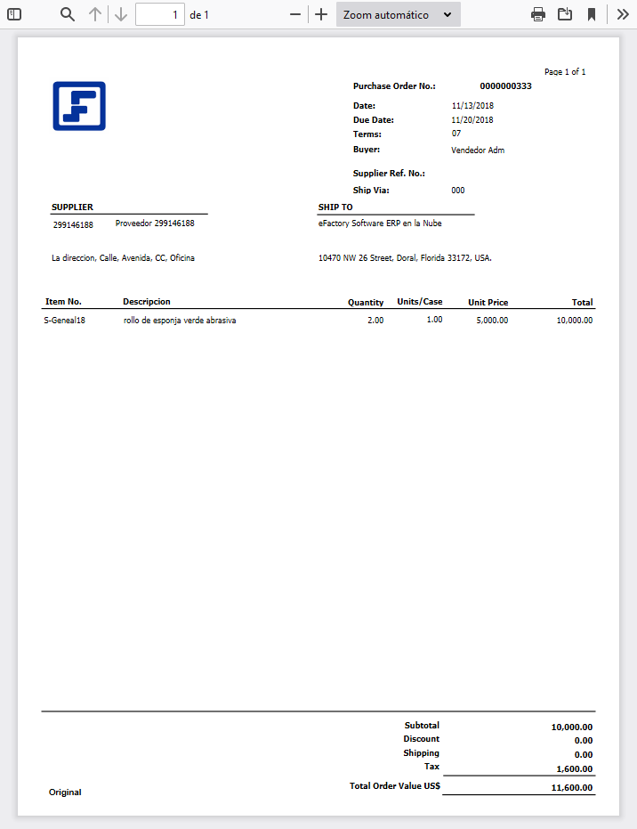 Formato Purchase Order