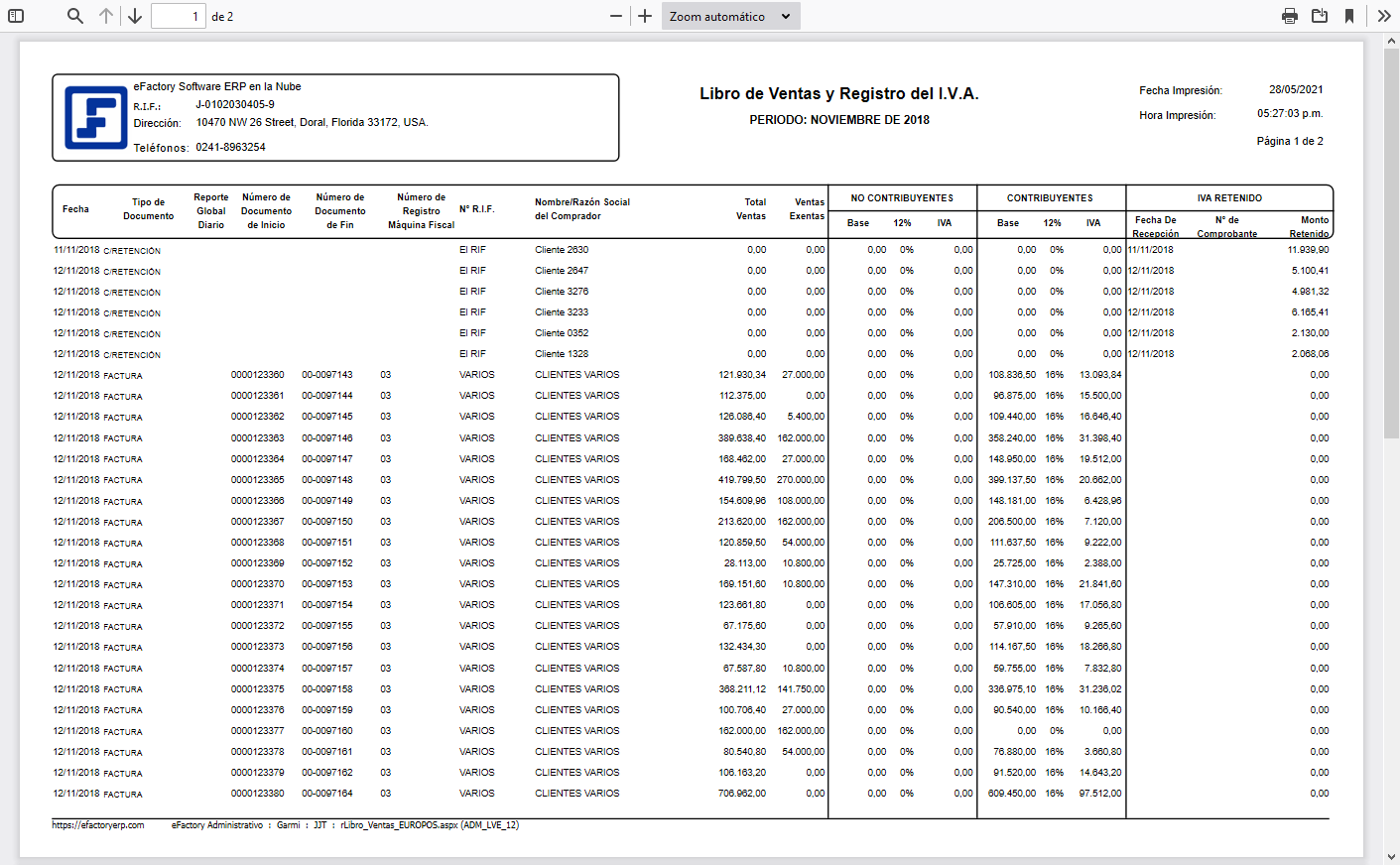 Libro de Ventas EUROPOS