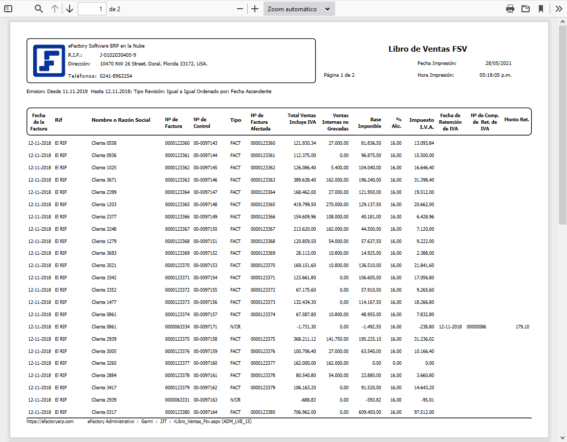 Libro de Ventas FSV