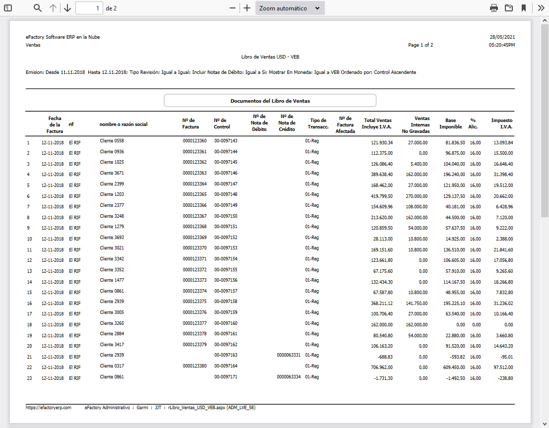 Libro de Ventas USD - VEB