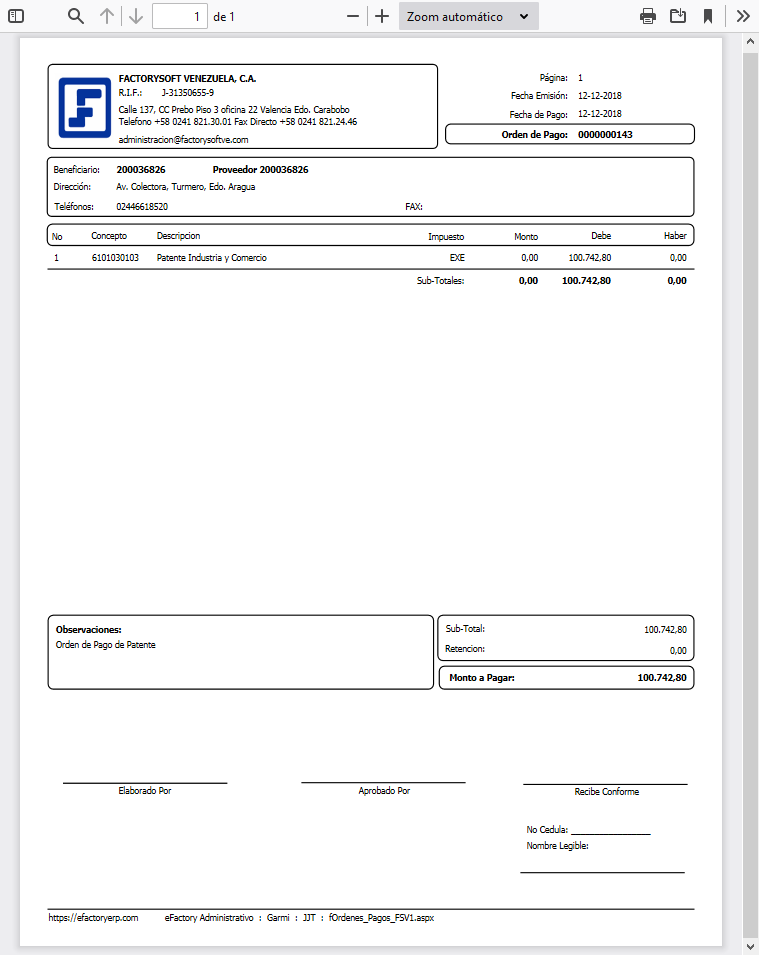 Formato de Ordenes de Pago FSV