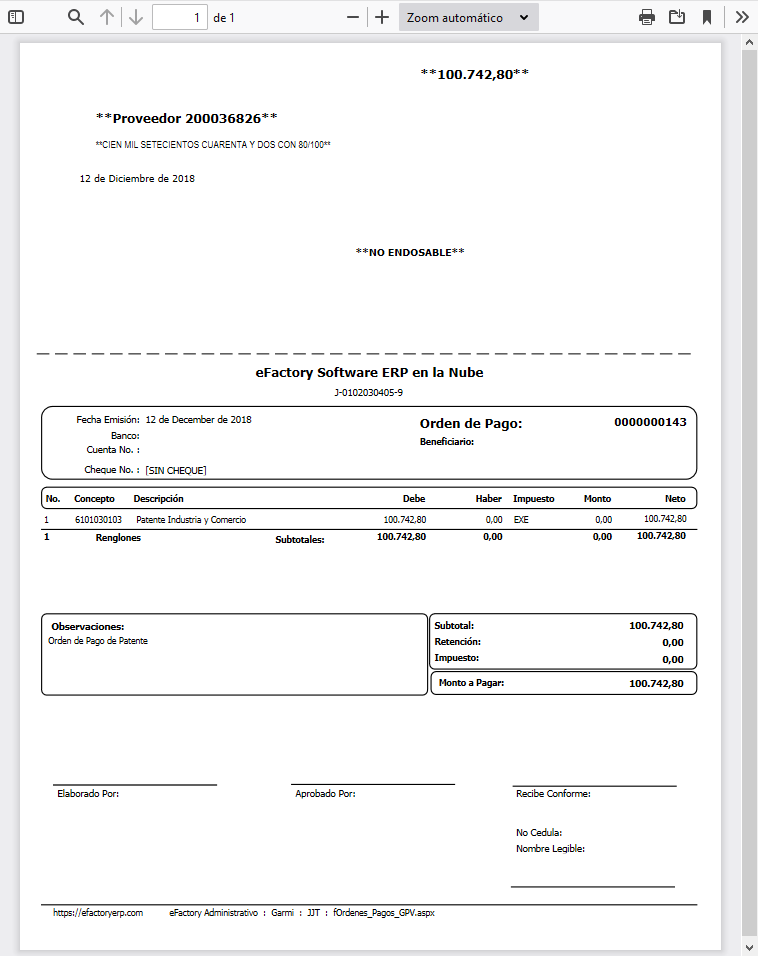 Formato de Ordenes de Pago GPV